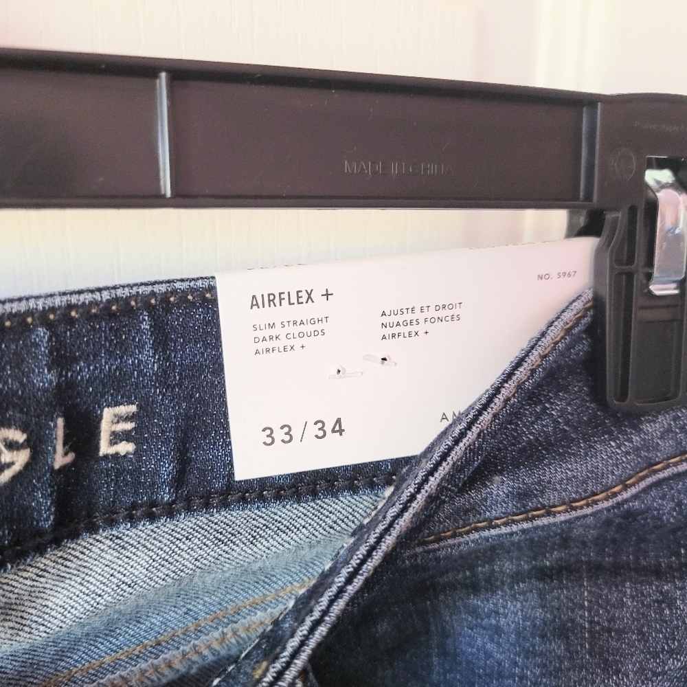 COPY - AE Airflex Slim Straight Leg Jeans Blue Size 33W 34L - Picture 4 of 7